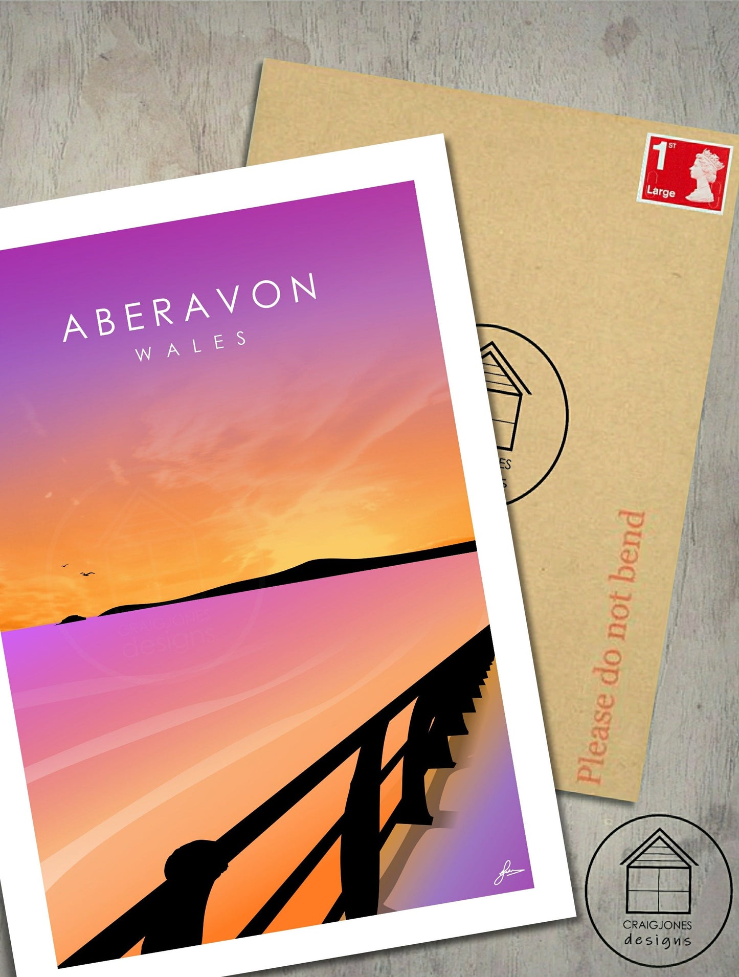 Aberavon sunset glow Print, Gloss Card, Unframed