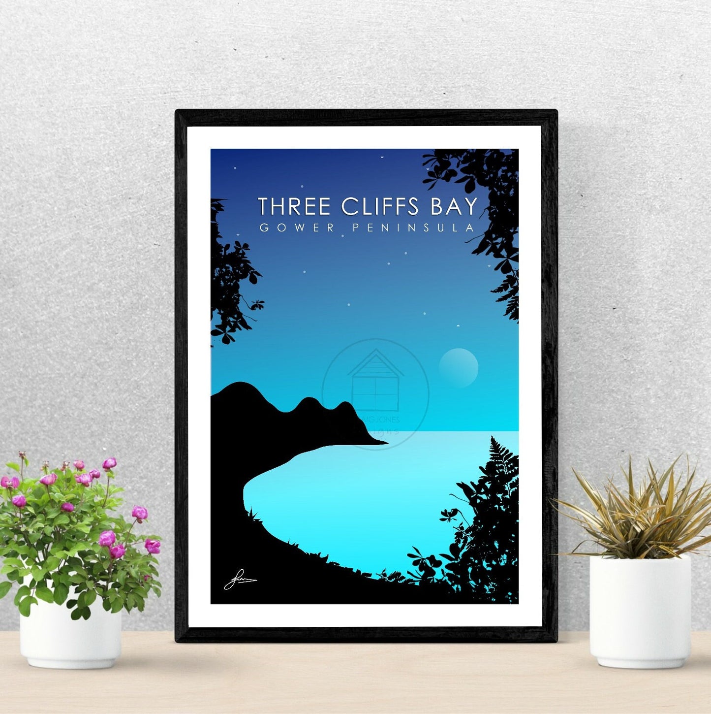 Three Cliffs Bay Night, Gower Peninsula Print, Gloss Card, Unframed