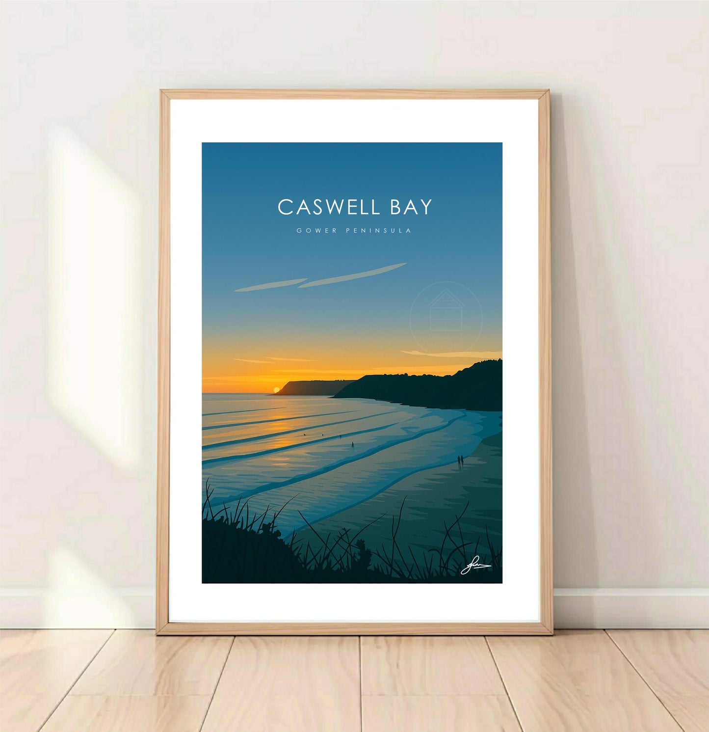 Caswell Bay Sunset, Gower Peninsula Print, Gloss Card, Unframed