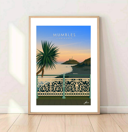 Mumbles Lighthouse, Gower Peninsula Print, Gloss Card, Unframed