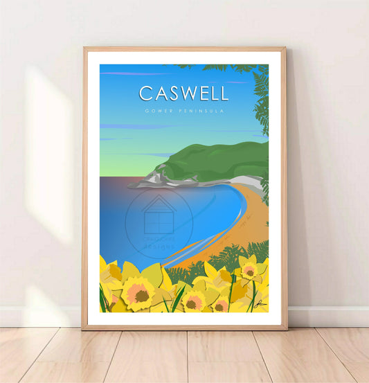 Caswell Bay, Gower Peninsula Print, Gloss Card, Unframed