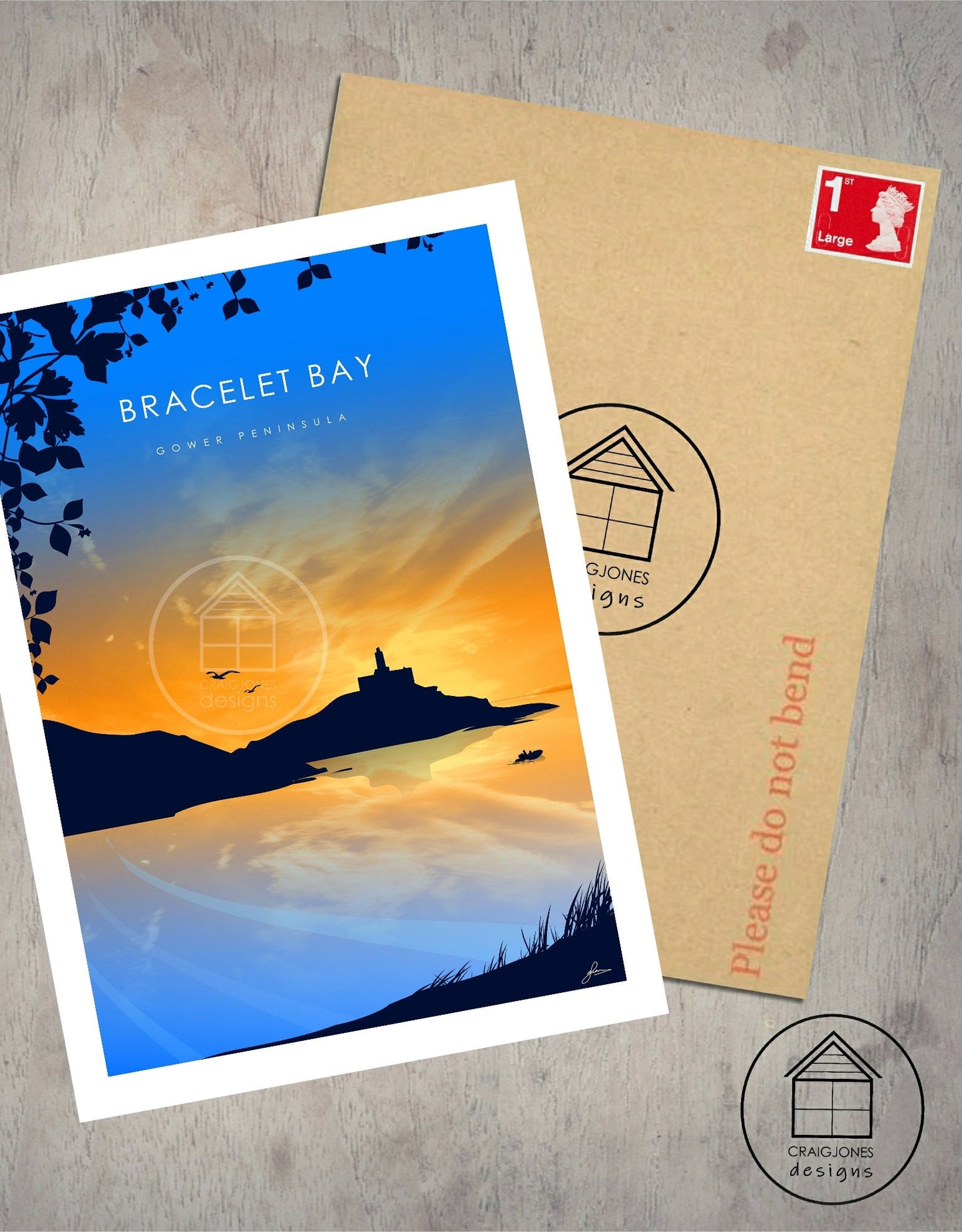 Bracelet Bay, Gower Peninsula Print, Gloss Card, Unframed