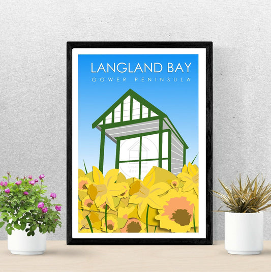 Langland Bay Daffodil Hut, Gower Peninsula Print, Gloss Card, Unframed