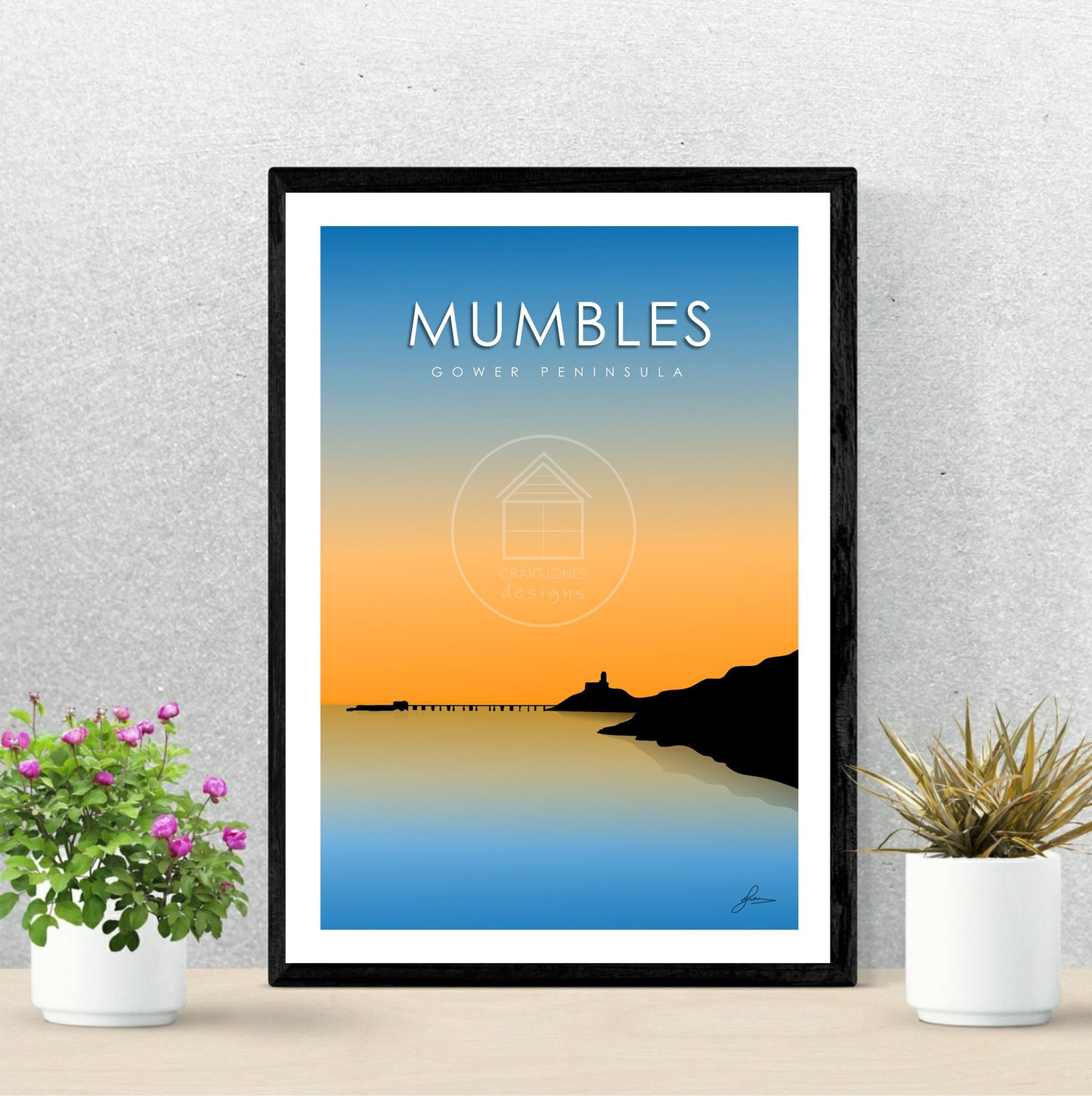 Mumbles Glow, Gower Peninsula Print, Gloss Card, Unframed