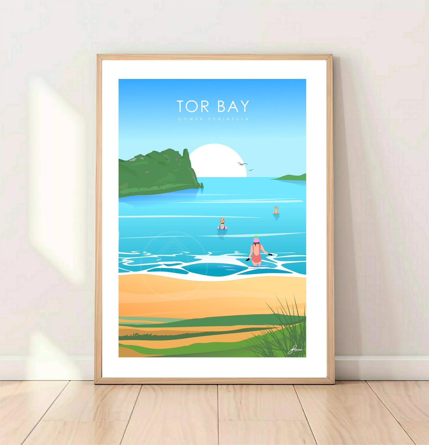 Tor Bay Dipping Print, Gloss Card, Unframed