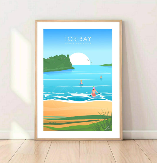 Tor Bay Dipping Print, Gloss Card, Unframed