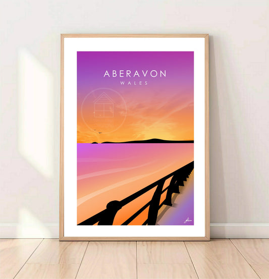 Aberavon sunset glow Print, Gloss Card, Unframed