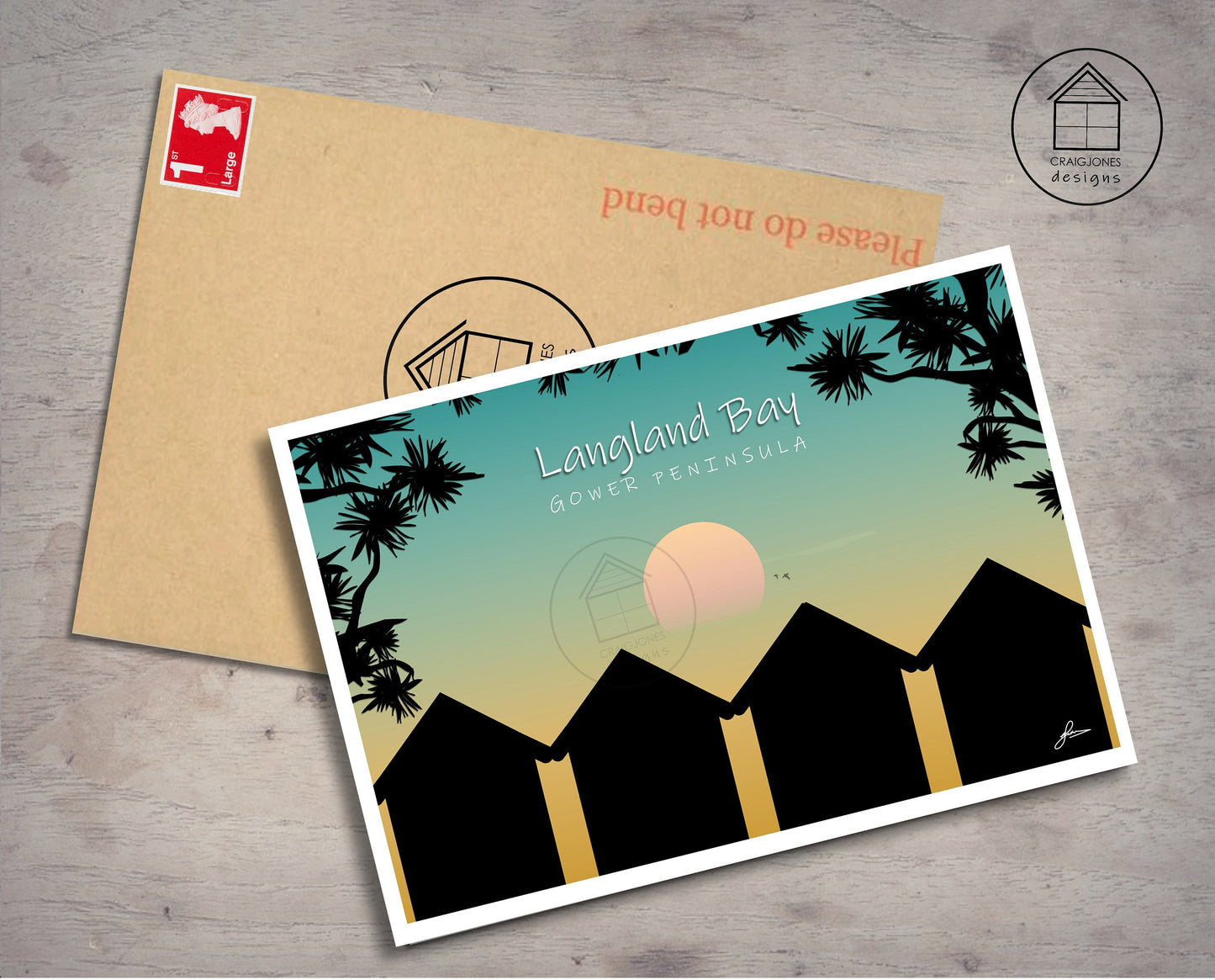 Langland Bay Tropical, Gower Peninsula Print, Gloss Card, Unframed