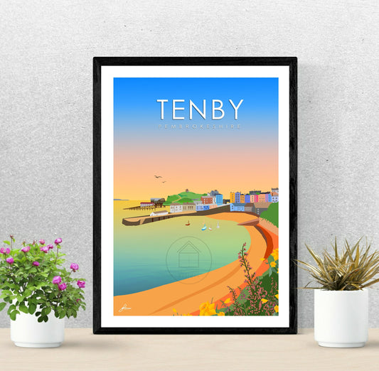 Tenby sunrise, Pembrokeshire, Print Gloss Card Unframed