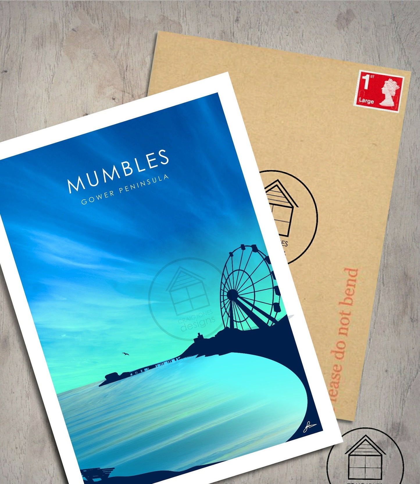 Mumbles Big Wheel, Gower Peninsula Print, Gloss Card, Unframed