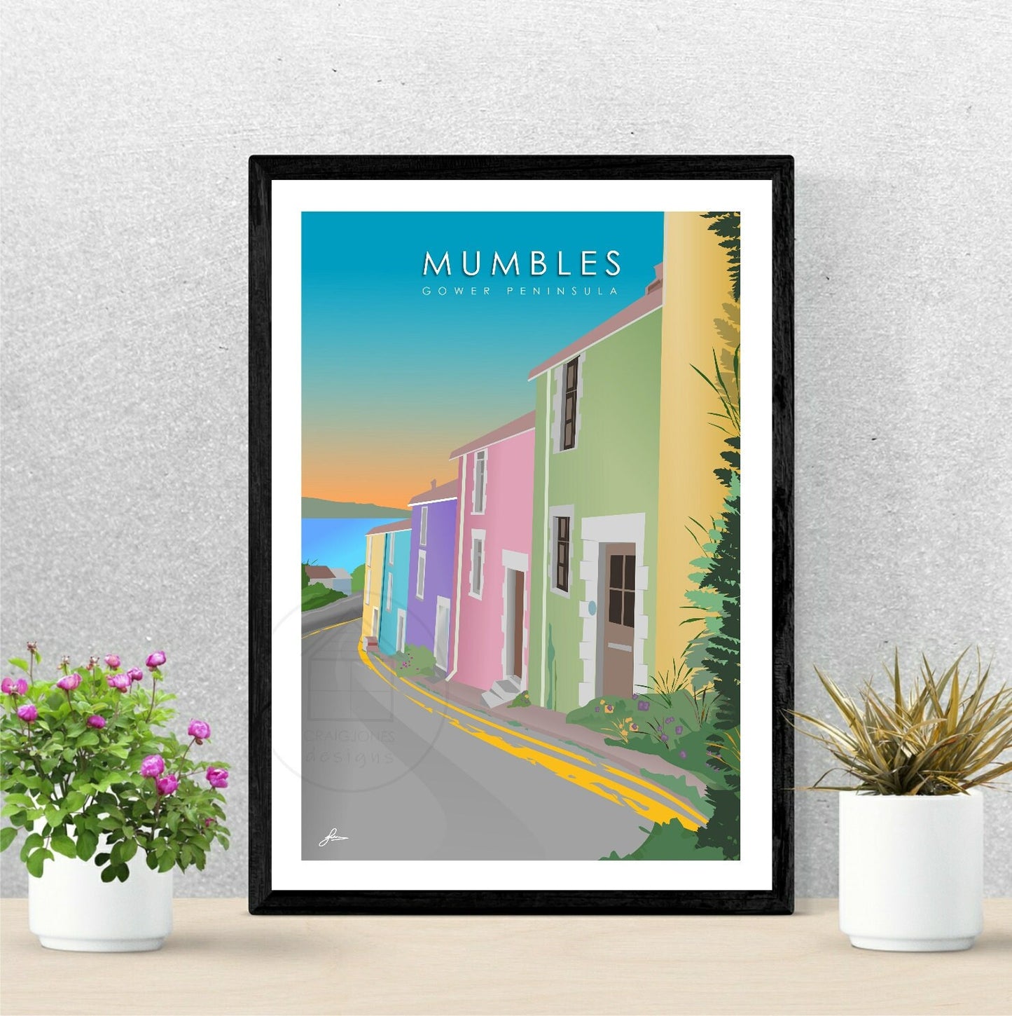 Mumbles Village, Gower Peninsula Print, Gloss Card, Unframed