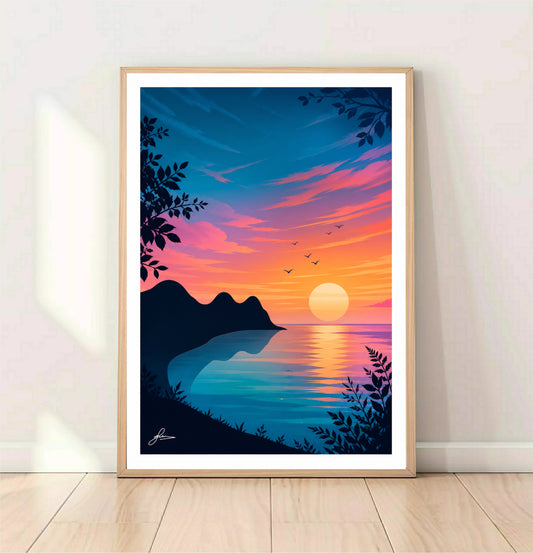 Three Cliffs Bay Sunset, Gower Peninsula Print, Gloss Card, Unframed