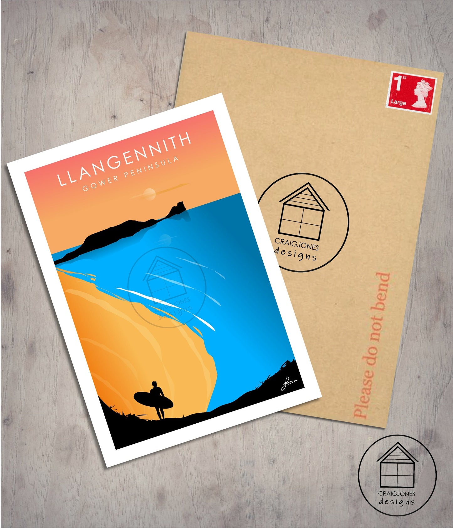 Llangennith Waves, Gower Peninsula Print, Gloss Card, Unframed
