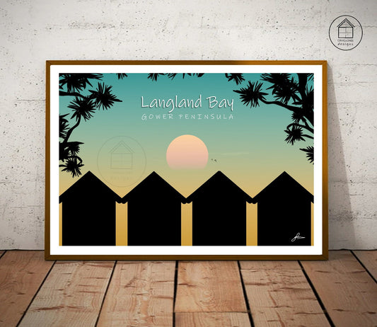 Langland Bay Tropical, Gower Peninsula Print, Gloss Card, Unframed