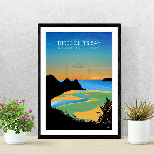 Three Cliffs Bay, Gower Peninsula Print, Gloss Card, Unframed