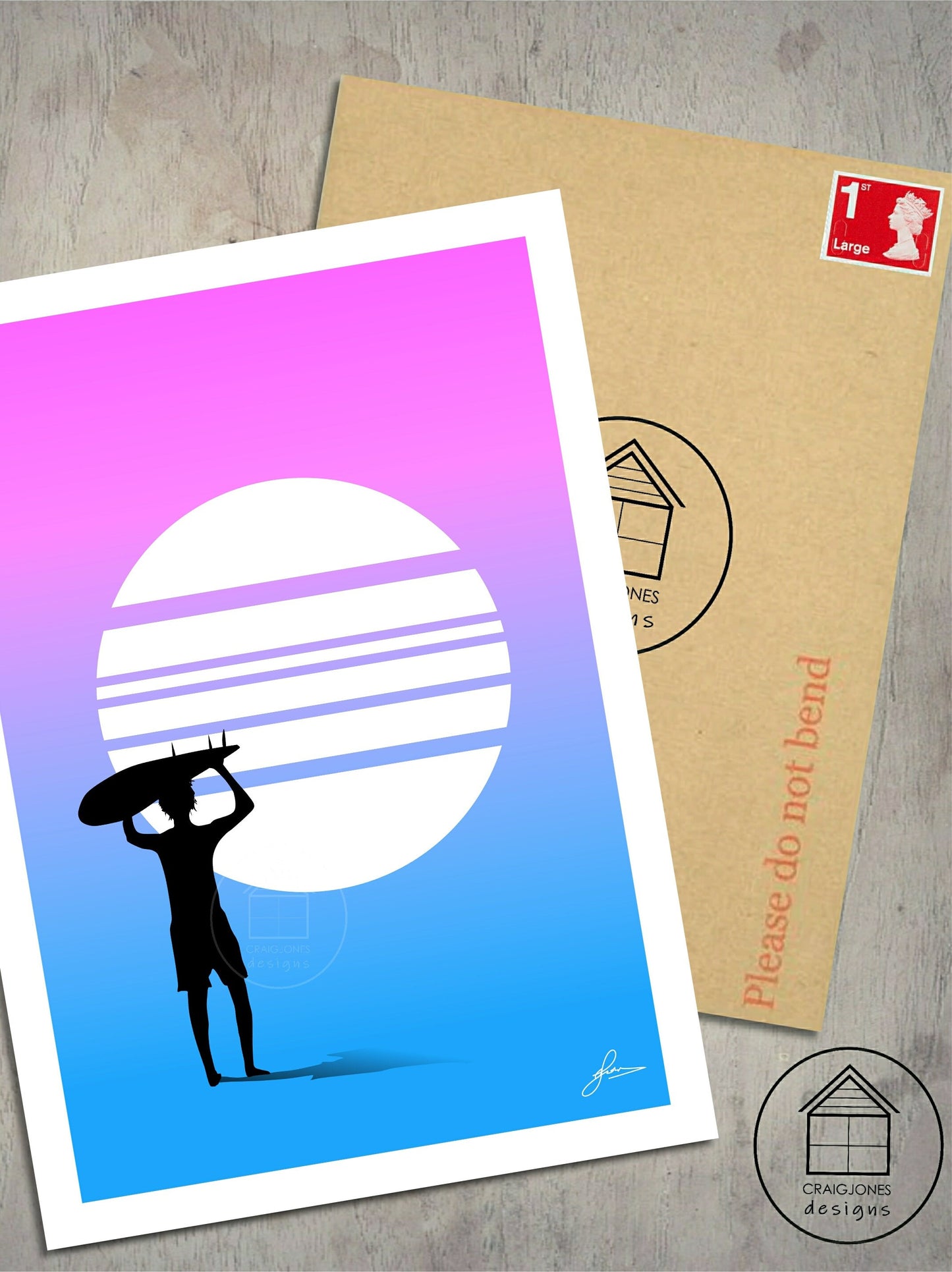 Surfer Guy Endless Summer, Gloss Card, Unframed