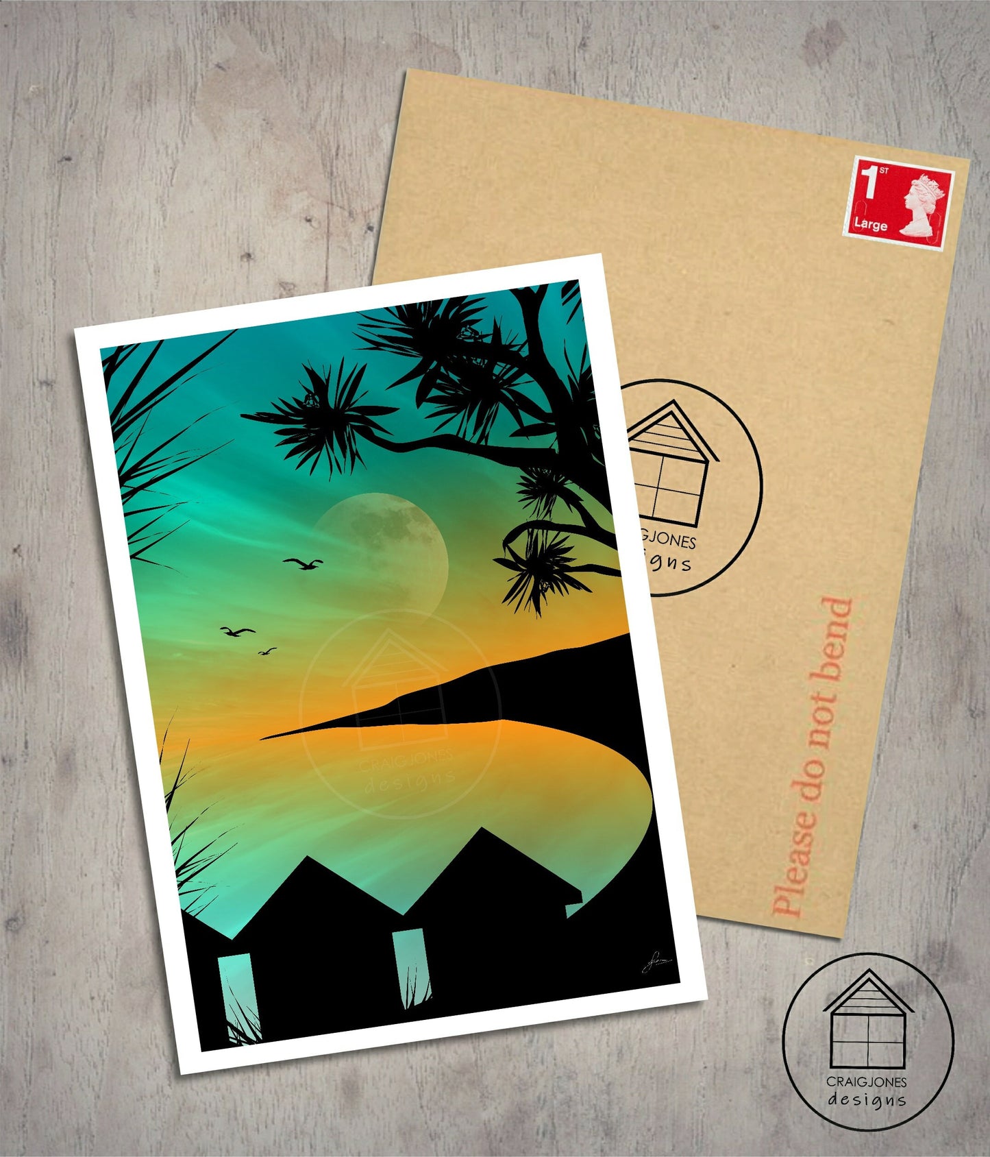 Langland Bay Emerald Green Print, Gower Peninsula, Gloss Card, Unframed