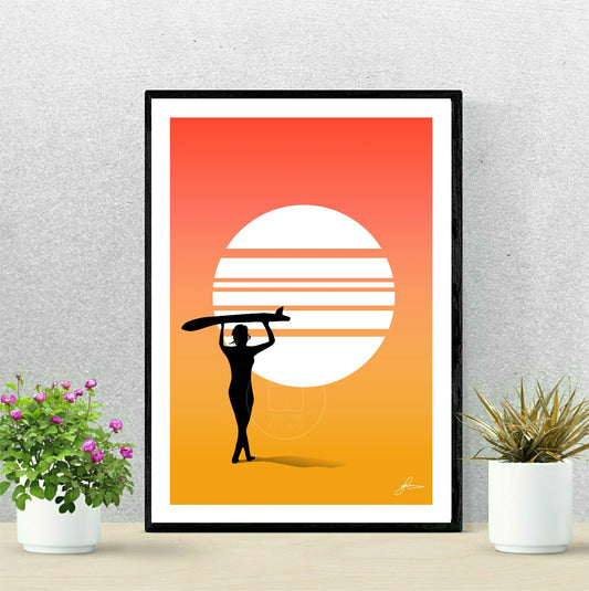 Surfer Girl Endless Summer Print, Gloss Card, Unframed