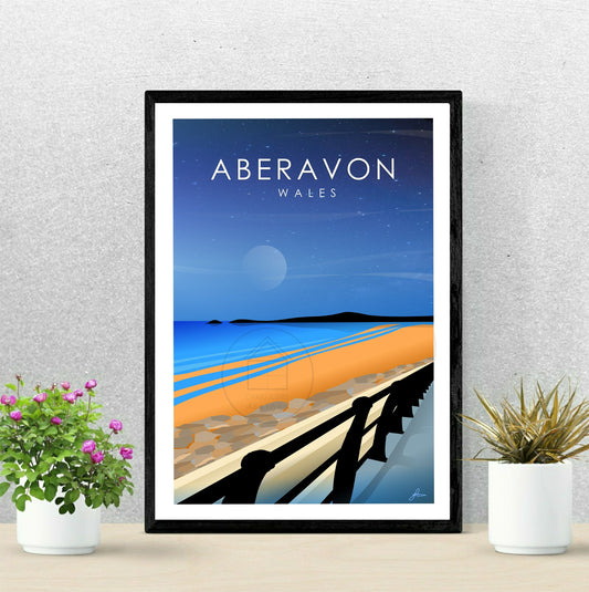 Aberavon night, Wales Print, Gloss Card, Unframed