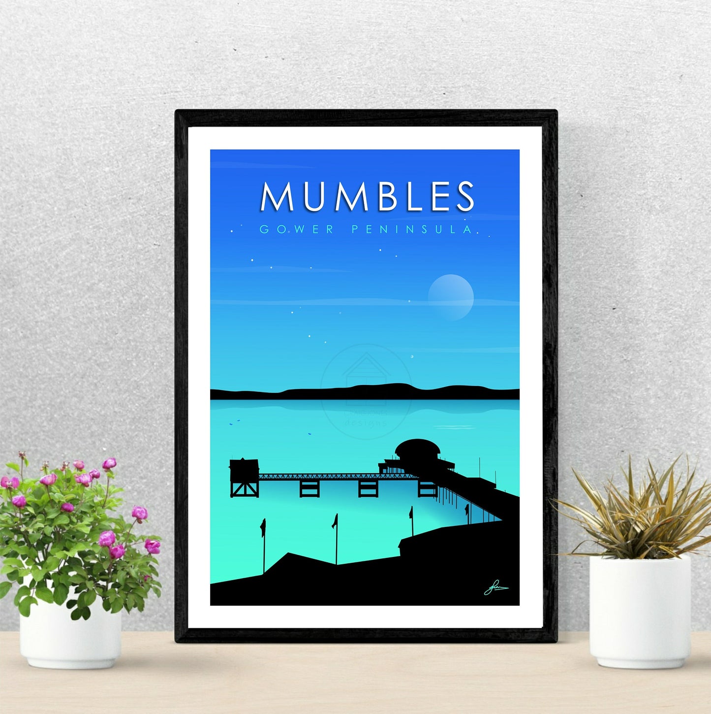 Mumbles Pier fading light, Gower Peninsula Print, Gloss Card, Unframed