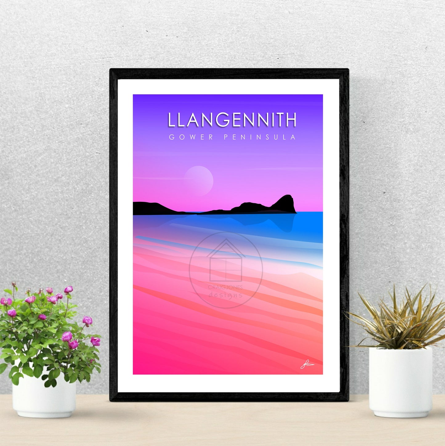 Llangennith Pink, Gower Peninsula Print, Gloss Card, Unframed