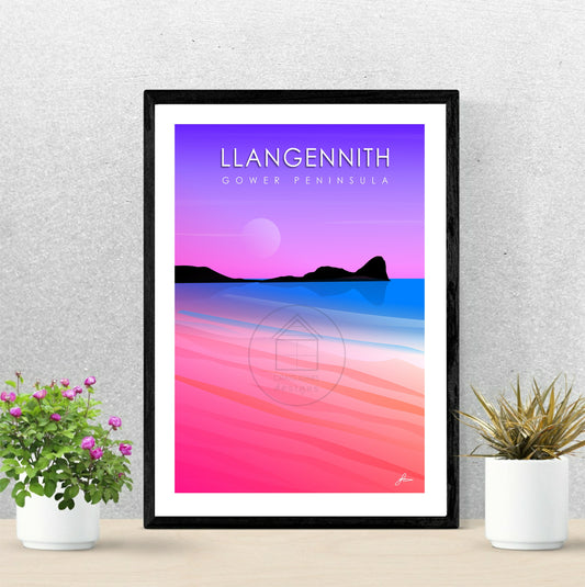 Llangennith Pink, Gower Peninsula Print, Gloss Card, Unframed