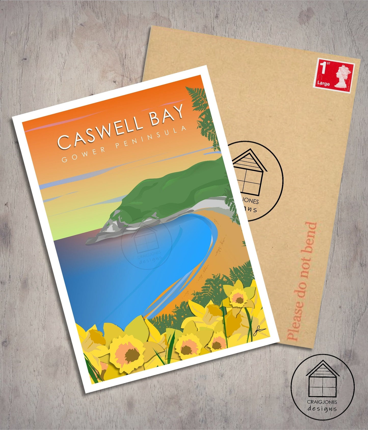 Caswell Bay Gold, Gower Peninsula Print, Gloss Card, Unframed