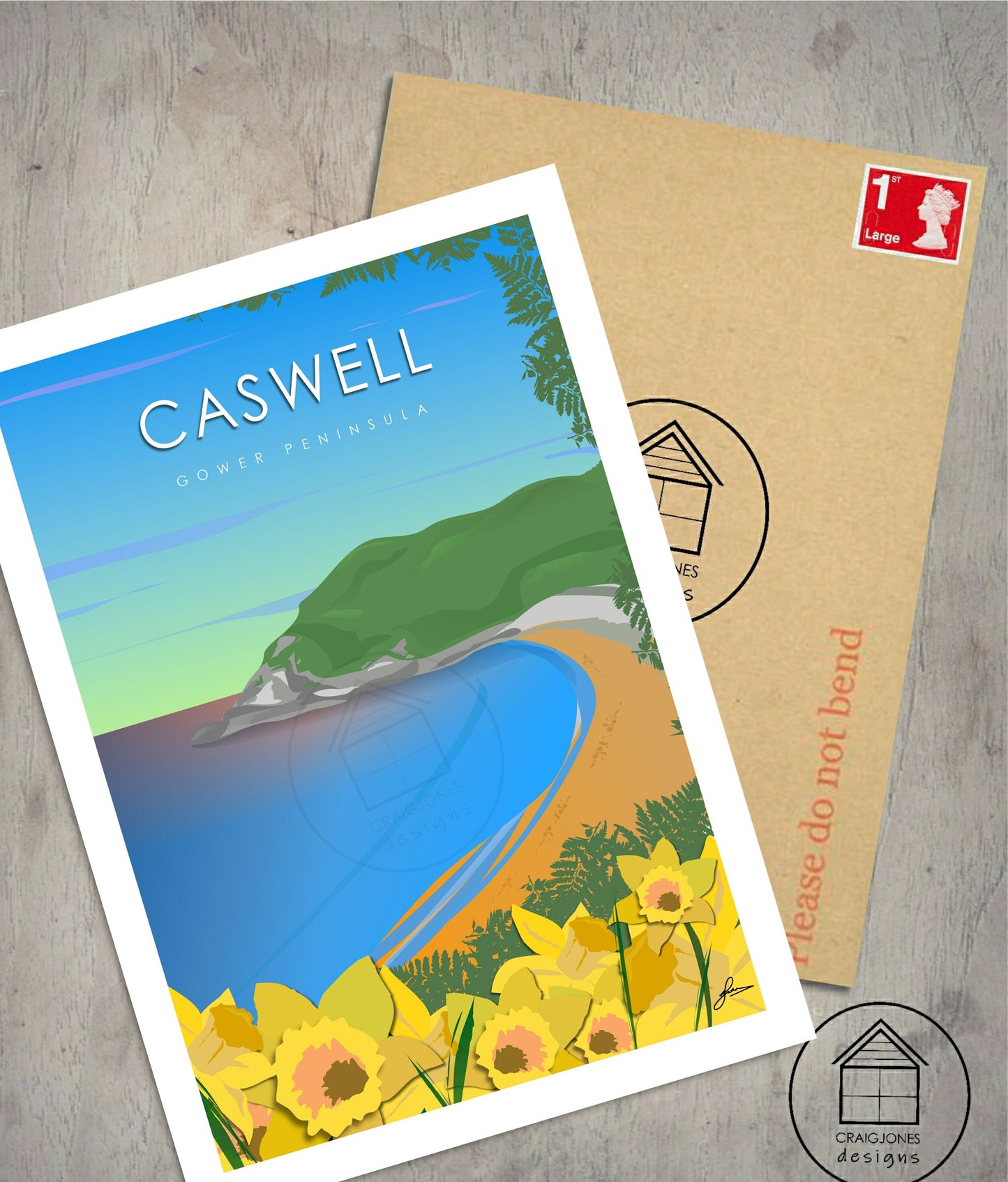 Caswell Bay, Gower Peninsula Print, Gloss Card, Unframed